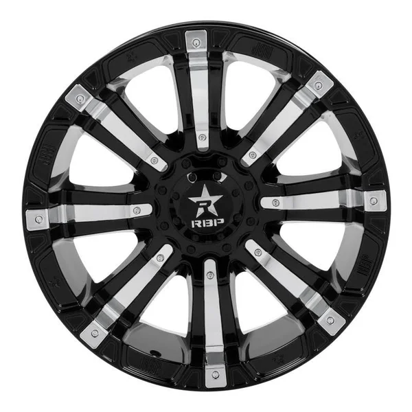 RBP 94R 20x9.0 6x139.7 BP - 4.5 BS -12mm Offset 78mm CB (Hub Centric) Black w/Chrome Inserts Wheel - 94R-2090-82-12BP