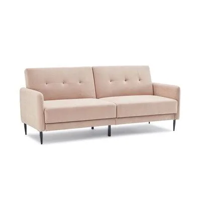 77x22 Square Arm Sofa Bed Latitude Run Leather Type: Beige