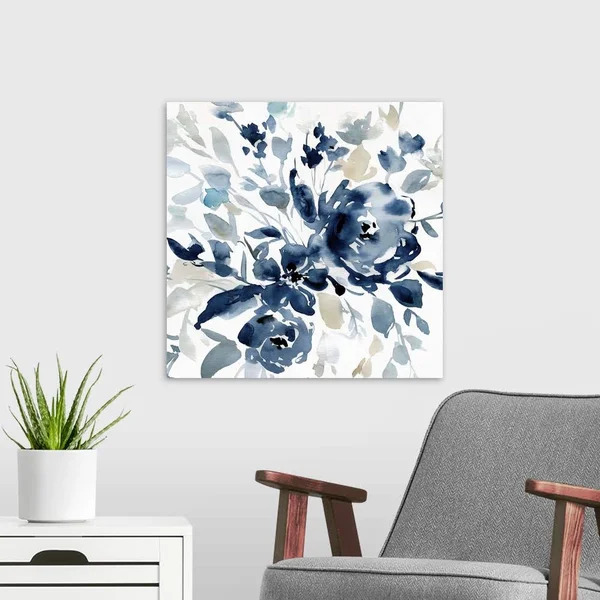 Indigo Garden I, Canvas Wall Art, 20x20, Great Big Canvas