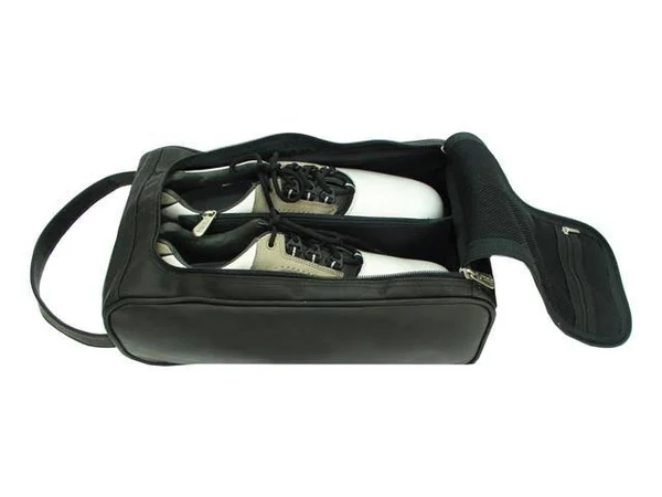 Piel Leather U-Zip Shoe Bag - Black