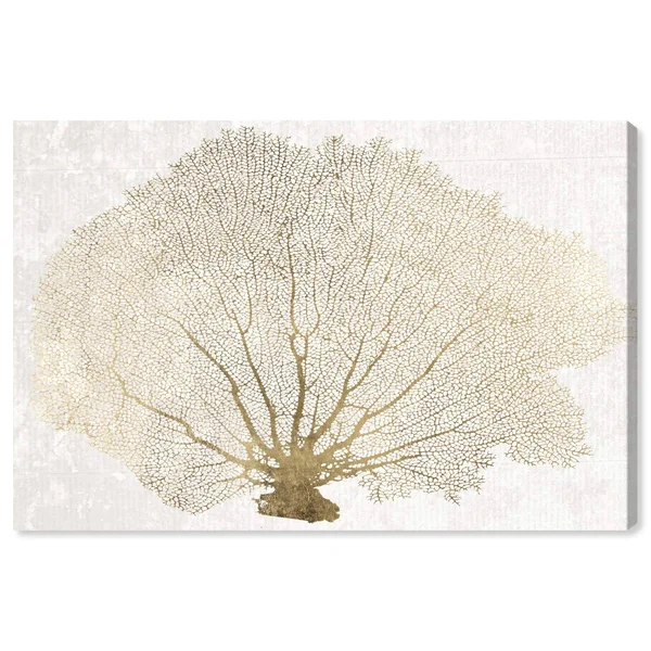 Oliver Gal Gold Coral Fan Canvas Wall Art