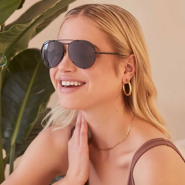 Aviator Sunglasses - Matte Black Frame - Grey Lens - Koko by Diff Eyewear