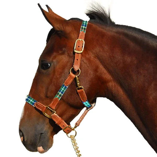 Highland 127000r Halter with Leather Accents - Red Warmblood