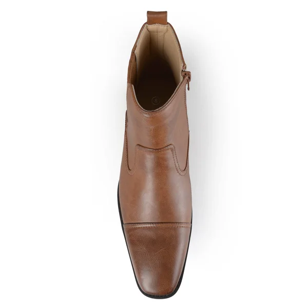 Men's Vance Co. Mens High Top Wide Width Square Toe Dress Shoes 14 Wide Beige Leather