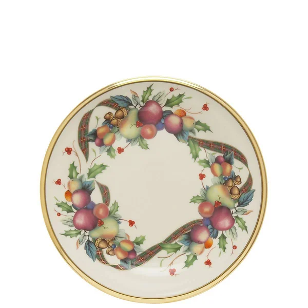 Lenox Holiday Tartan Gold Banded Ivory China Butter Plate