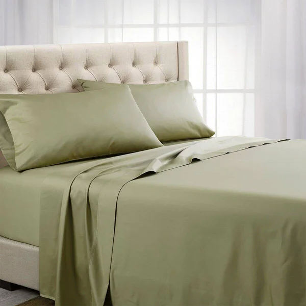 1200 Thread Count Bed Sheets Luxury 100% Cotton Queen, Taupe