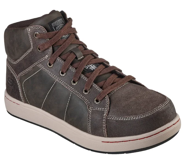 Skechers Men's Work Watab Stirling Steel Toe High Top, Chocolate