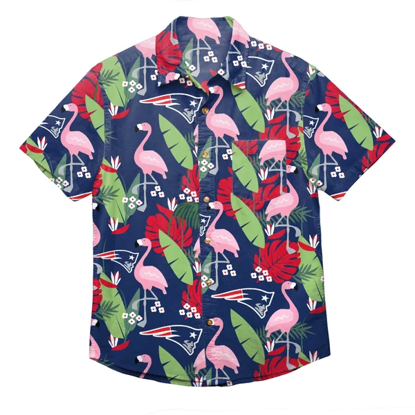 New England Patriots NFL Mens Floral Button Up Shirt