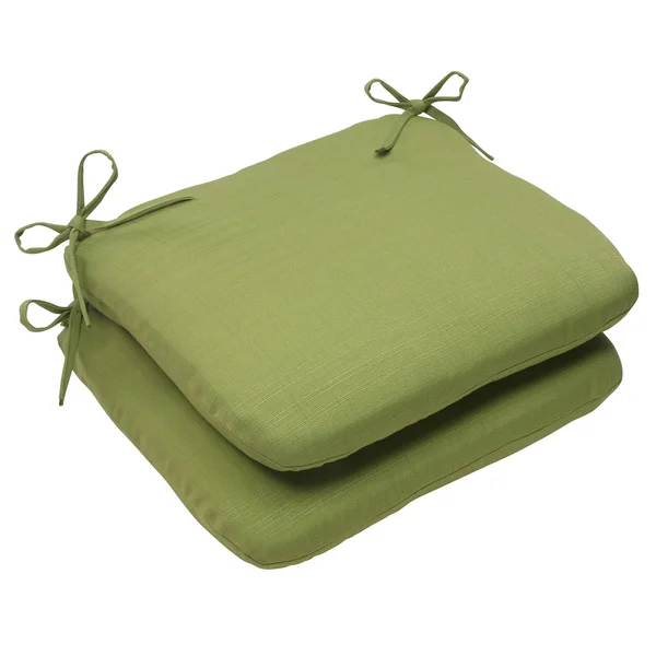 Pillow Perfect Outdoor Forsyth Rounded Seat CUSHION, Green, Set of 2