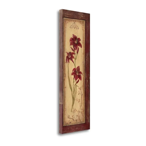 Tangletown Fine Art Crimson Blooms II by Jo Moulton - Fine Art Giclee Print on Wrap Canvas, 16x47x22