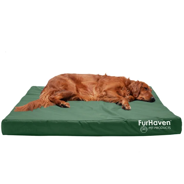 FurHaven Deluxe Mattress Dog Bed - Indoor/Outdoor Oxford Cooling Gel Foam, Forest, Jumbo