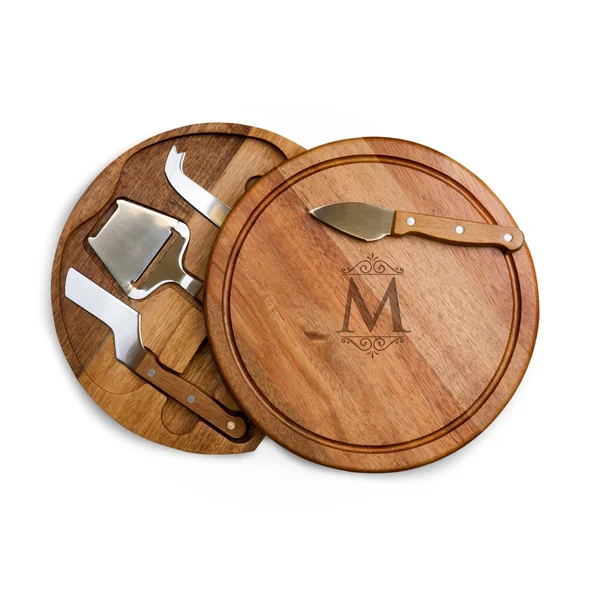 Toscana Monogram Circo Cheese Cutting Board Tools Set - Brown-M