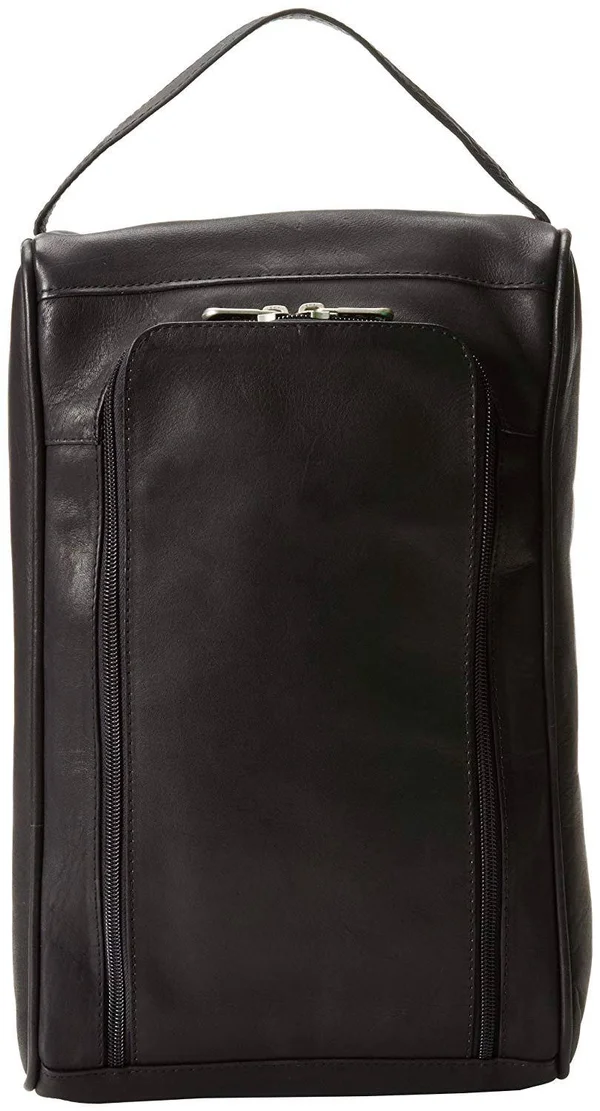 Piel Leather U-Zip Shoe Bag - Black