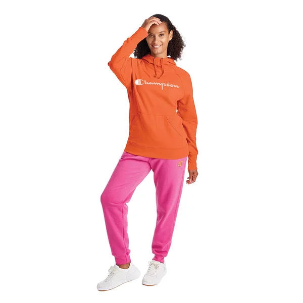 Champion Women's Powerblend Logo Hoodie - Poppy Orange