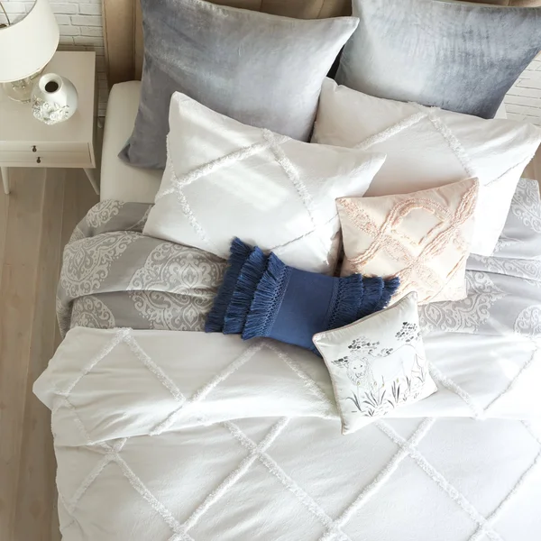 Peri Home Chenille Lattice Duvet Cover White King