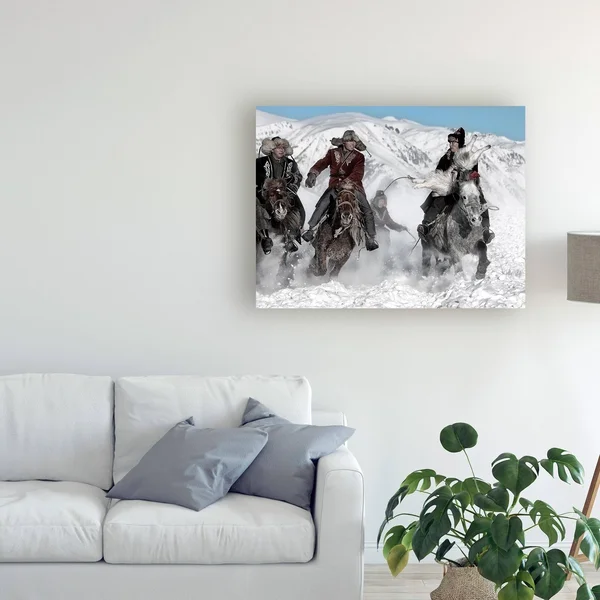 Trademark Fine Art 1X08531-C2432Gg BJ Yang 'Winter Horse Race' Canvas