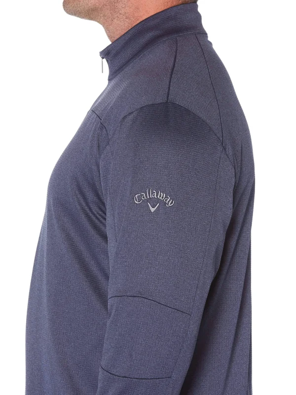 Callaway Men's Big & Tall 1/4 Zip Stretch Waffle Fleece Sweater - Size 5X, Peacoat Heather Blue, Polyester/Elastane, Golf Ap