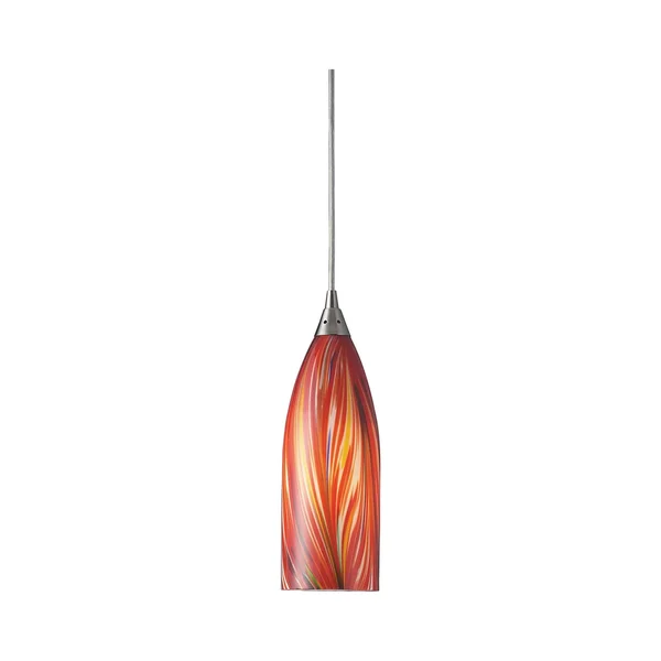 Elk Lighting Cilindro 1 Light Pendant Satin Nickel - Multicolored Glass - 522-1M