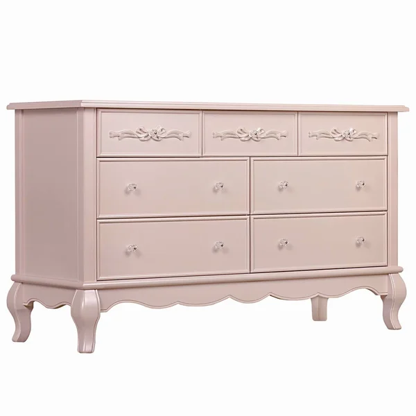 Evolur Aurora 7 Drawer Double Dresser - Blush Pink Pearl