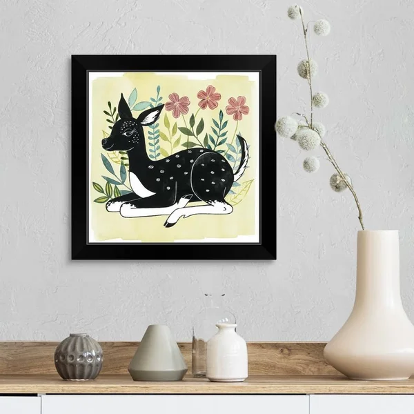 Floral Forester II, Black Framed Wall Art, 16x16, Great Big Canvas