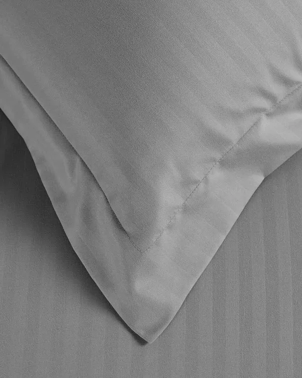 Egyptian Cotton 650 Thread Count Stripe Duvet Cover Set Full/Queen-Grey