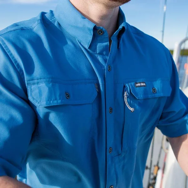 Sportsman Spooler Short Sleeve Fishing Shirt Aqua, Medium
