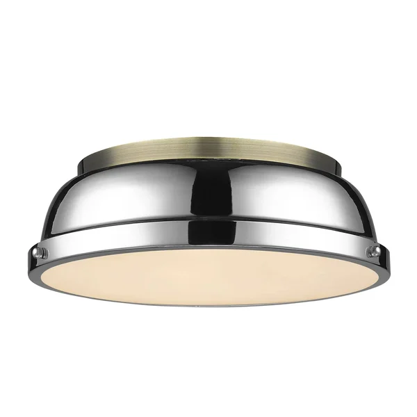 Golden Lighting 3602-14 AB-CH Duncan Flush Mount Aged Brass