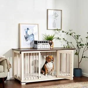 Frisco Broadway Dog Crate Credenza & Mat Kit, White