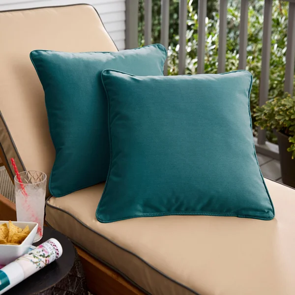 Moaic Sloane Teal 20 x 20-inch Indoor/ Outdoor Corded Edge Pillow Set