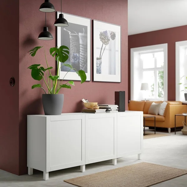 IKEA - BESTÅ Storage Combination with Doors - White/Hanviken/Stubbarp White, 70 7/8x16 1/2x29 1/8