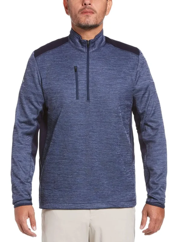 Callaway Men's Dual Action Aquapel Block Swing Tech 1/4 Zip Pullover, Peacoat Heather Blue, Size Medium, 100% Polyester