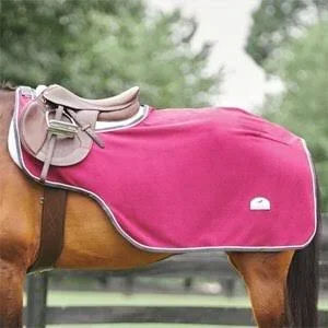 SmartPak Deluxe Fleece Quarter Sheet - 75 - Soft Burgundy w/ Charcoal Trim & White PIPING
