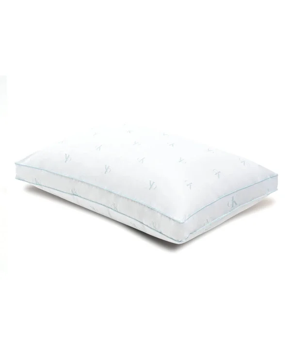 Calvin Klein Monogram Logo Extra Firm Support Cotton Pillow - Standard/Queen - White