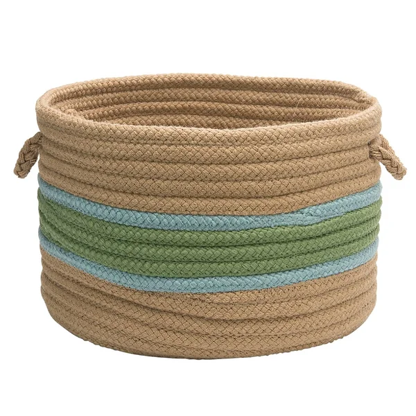Colonial Mills Garden Banded - Moss/Fed Blue 24x22x14x22 Round Storage Basket