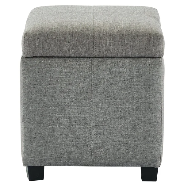19.25x22 Gray and Black Transitional Square Storage Ottoman - 33876210