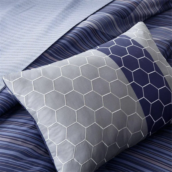Madison Park Essentials - Rincon Complete Comforter and Cotton Sheet Set - Blue - Cal King