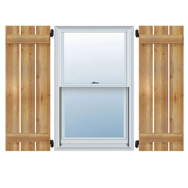 Ekena Millwork RBS06S11X051RWR 11 1/4x22W x 51x22H TimberCraft Two 5 3/8x22 Boards Spaced Board-n-Batten Shutters - Rough Sawn We