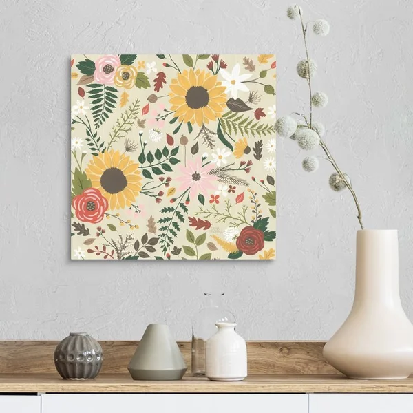 Autumn Garden Pattern VIII, Canvas Wall Art, 16x16, Great Big Canvas
