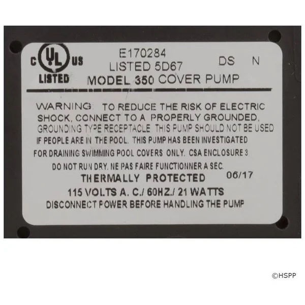 Danner Pool Cover Pump 350 GPH, 02533