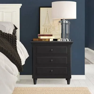 Wickes 3 - Drawer Nightstand Three Posts Color: Black