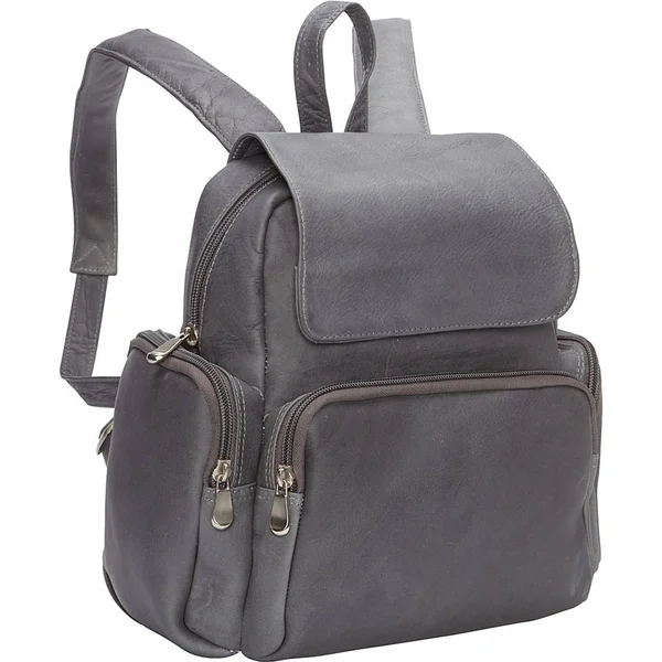 Le Donne Women's Multi Pocket Back Pack Purse - Gray