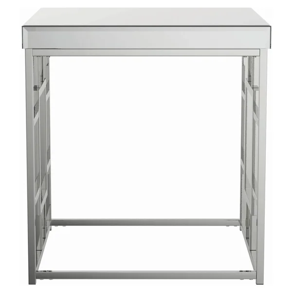 Silver Orchid Bevan Mirror and Chrome Square End Table - 22.50x22 x 22.50x22 x 24.25x22