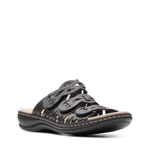 Clarks Leisa Faye Black Leather, Women's, Size: 5.5 Medium