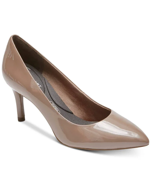 Rockport Women's Total Motion 75mm Pointed Toe Pump, Size: 7.5, Taupe Grey Patent