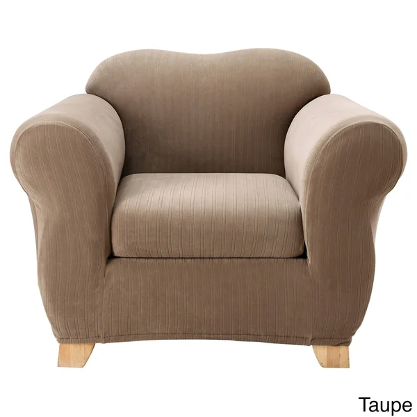 Sure Fit Stretch Pinstripe Chair Slipcover - Chocolate