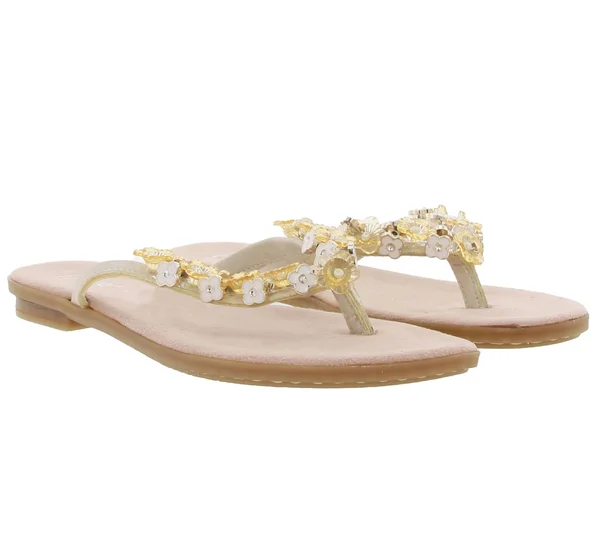 Rieker Dianette Cute Toe Separators for Women with Decorative Flowers in Pink - White