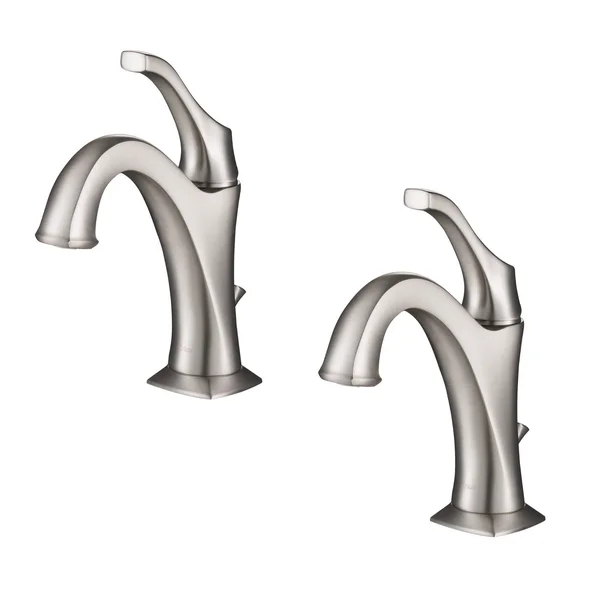 Kraus Arlo Spot-Free all-Brite Stainless Steel Single Handle Basin Bathroom Faucet with Lift Rod Drain and Deck Plate (2-Pack)