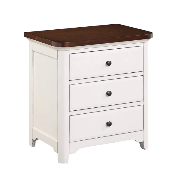 Kimball Two-Tone Nightstand by Greyson Living - Antique White with Brown Cherry Top