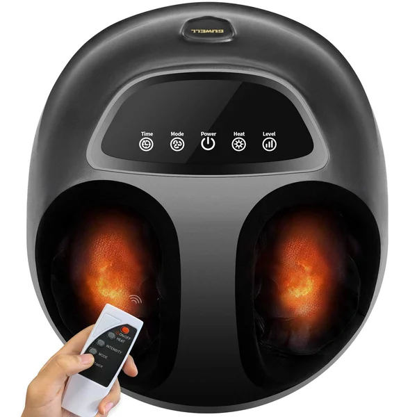 GUWELL Foot Massager Machine with HEAT - Shiatsu Deep Kneading, Multi-Level Settings, Air Compression for Women Men, Remote Contro
