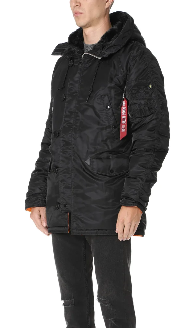 Alpha Industries Men's Black Slim Fit N-3B Parka